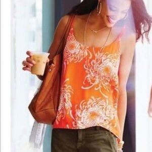 CAbi  Lovely Day Mum Orange Floral Top Style 777 Size S